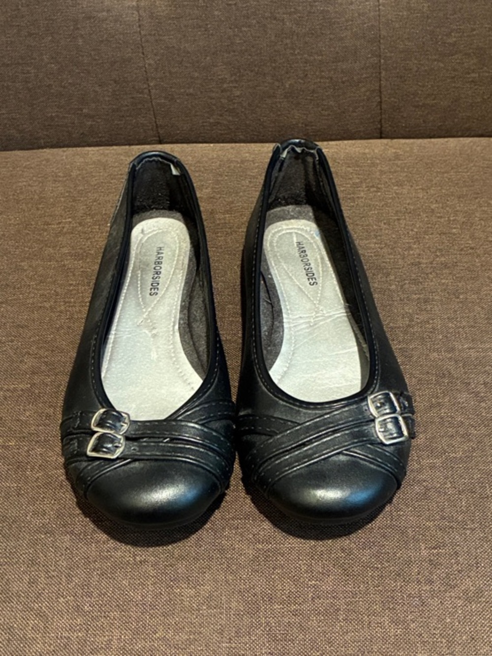 Sag Harbor Black Women's Ballet Flats with Double Buckle Accent